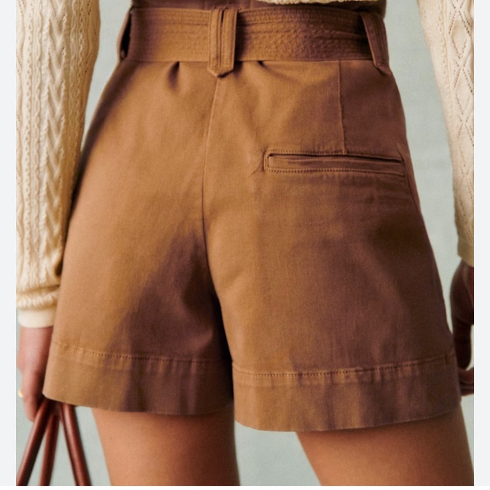 Sezane Tan High-Waisted Women Shorts Size 38 - Picture 2 of 5